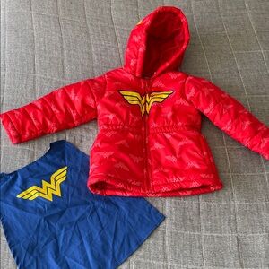 Wonder Woman Kids Puffer Jacket  Set with Cape Sz 3T